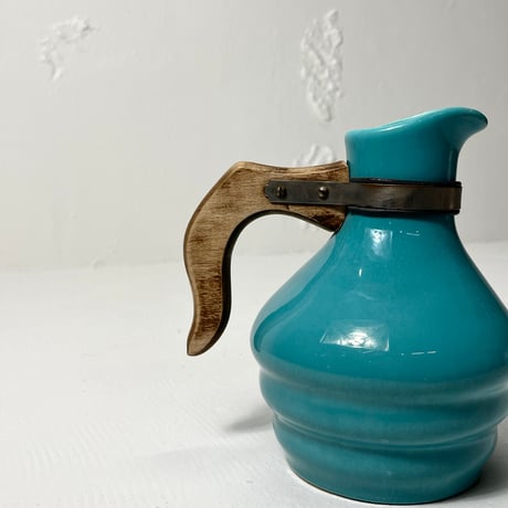 USED WOODEN HANDLE CERAMIC WATER JUG