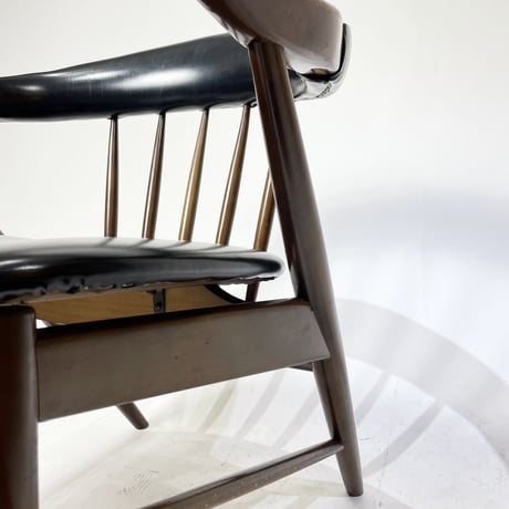 JAPAN VINTAGE 70'S "ASAHI" WOODEN VINYL LEATHER CHAIR