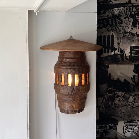 USED WOODEN WALL LAMP