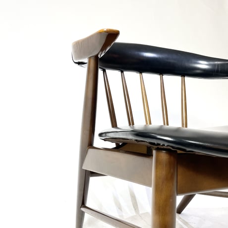 JAPAN VINTAGE 70'S "ASAHI" WOODEN VINYL LEATHER CHAIR