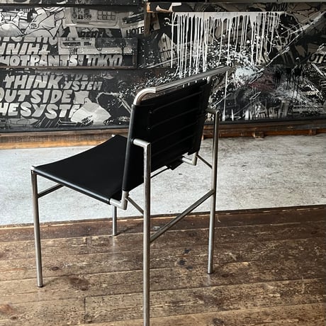 USED STEEL FRAME VINYL LEATHER CHAIR