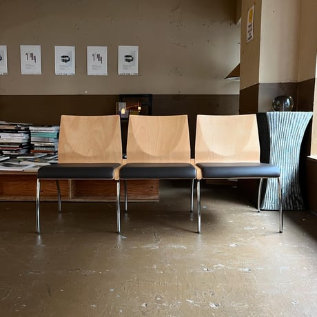 JAPAN USED "KOKUYO" 3P WOODEN METAL LEG BENCH