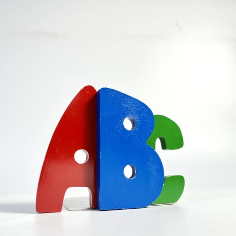 USED ALPHABET WOODEN & ALUMINUM BOOKEND