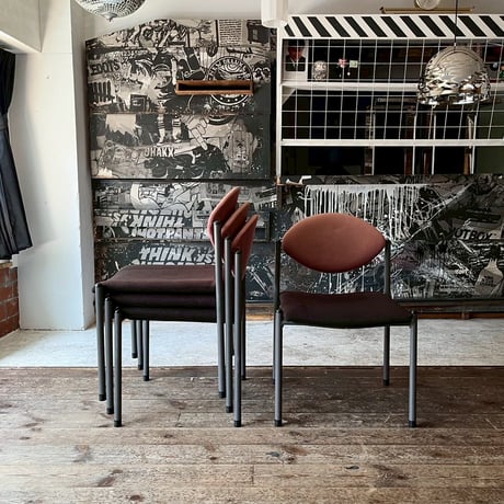 JAPAN USED “KOKUYO” STEEL LEG FABRIC STACKING CHAIR