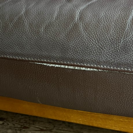 JAPAN USED  “浜本工芸” WOODEN FRAME GENIUS LEATHER 3P SOFA