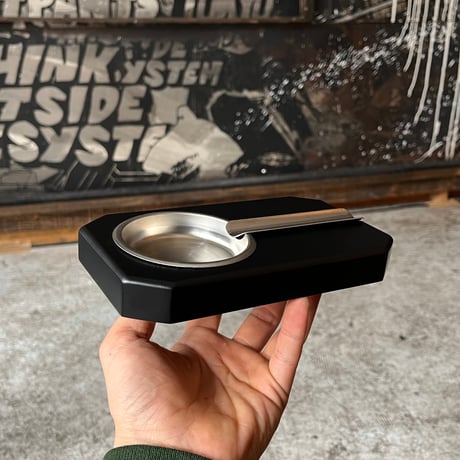 JAPAN USED WOODEN & STAINLESS ASHTRAY