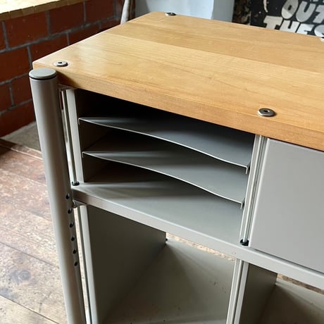 USED “HERMAN MILLER” IRON FRAME WOODEN TOP BOARD SIDEBOARD