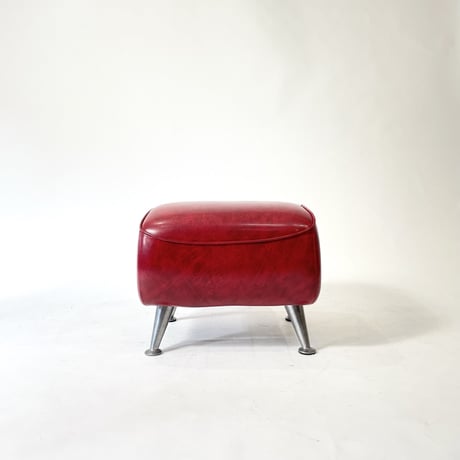 USED "PROCEED" IRON LEG VINYL LEATHER OTTOMAN
