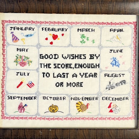 VINTAGE CALENDER FABRIC ART