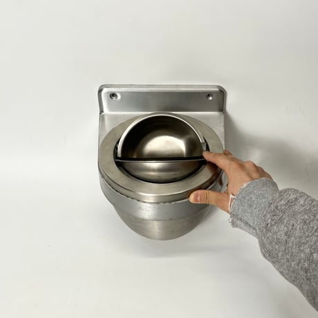 VINTAGE STAINLESS STEEL WALL MOUNT ASHTRAY