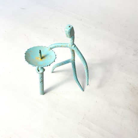 USED UNKNOWN ARTIST IRON CANDLE HOLDER STATUE