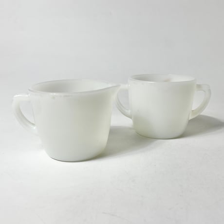 VINTAGE “FIRE-KING” MILK GLASS SUGAR POT & CREAMER SET