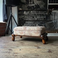 JAPAN USED WOODEN LEG PATTERN FABRIC STOOL