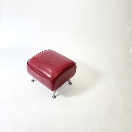 USED "PROCEED" IRON LEG VINYL LEATHER OTTOMAN