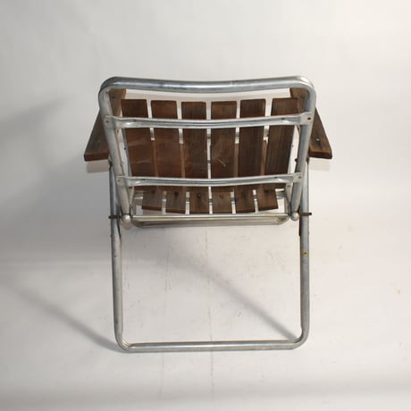 VINTAGE 50's ALUMINUM FLAME WOODEN BEACH CHAIR