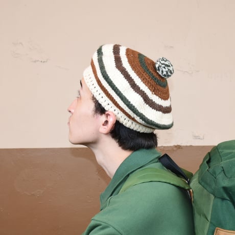 COMFORTABLE REASON "Stripe Tam O'Shanter Hat"