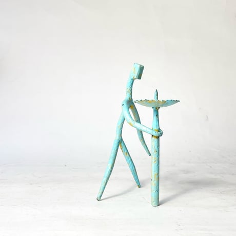 USED UNKNOWN ARTIST IRON CANDLE HOLDER STATUE