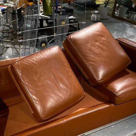 USED METAL FRAME LEATHER 3P SOFA