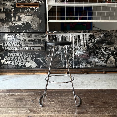 USED IRON LEG VINYL LEATHER COUNTER CHAIR