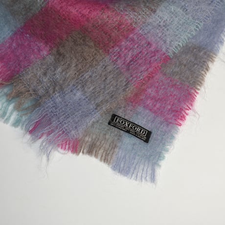 USED "FOXFORD" PLAID MOHAIR MUFFLER