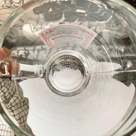 USED “BUDWEISER” GLASS PITCHER