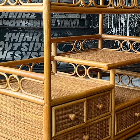 USED BAMBOO FLAME RATTAN SHELF