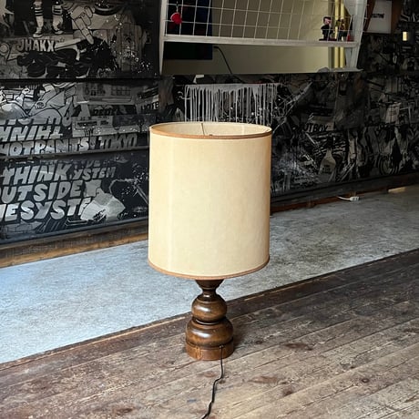 JAPAN USED WOODEN FRAME FABRIC SHADE FLOOR LAMP