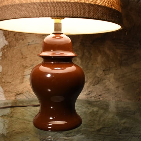 LINEN SHADE  POTTERY TABLE LAMP
