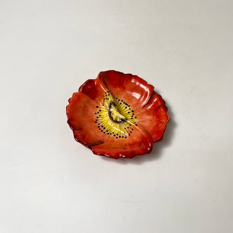 USED HAND PAINTED FLOWER MOTIF CERAMIC ACCESSORY TRAY