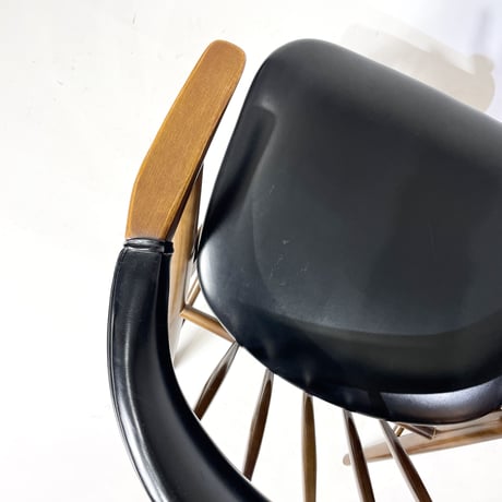 JAPAN VINTAGE 70'S "ASAHI" WOODEN VINYL LEATHER CHAIR
