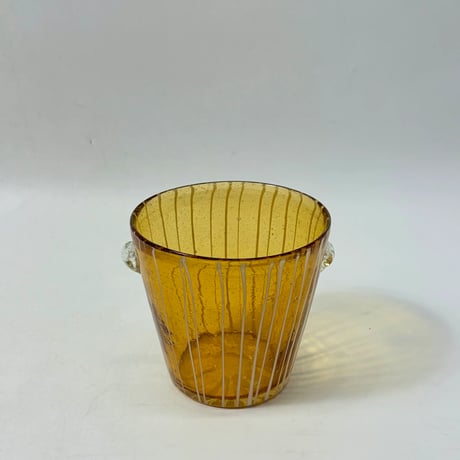 VINTAGE "VENINI" WHITE FUSED GLASS ICE BUCKET