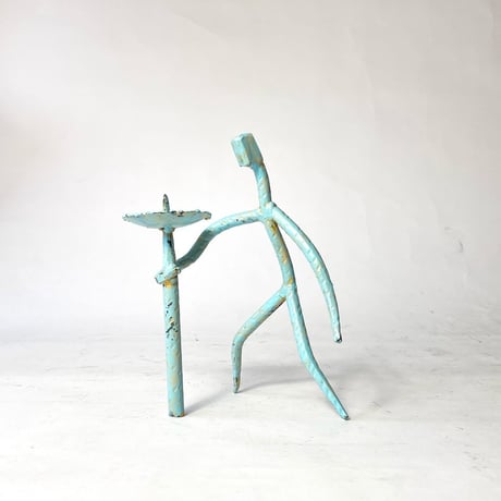 USED UNKNOWN ARTIST IRON CANDLE HOLDER STATUE