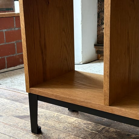 JAPAN USED "関家具" STEEL LEG WOODEN OPEN SHELF