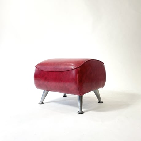 USED "PROCEED" IRON LEG VINYL LEATHER OTTOMAN