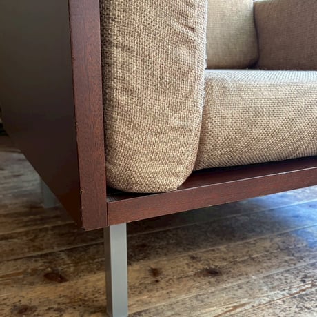 JAPAN USED WOODEN FRAME FABRIC 1P SOFA