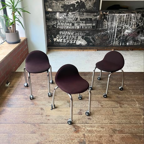 USED IRON LEG FABRIC STACKING CARRY CHAIR