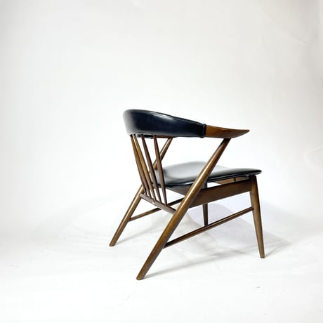 JAPAN VINTAGE 70'S "ASAHI" WOODEN VINYL LEATHER CHAIR