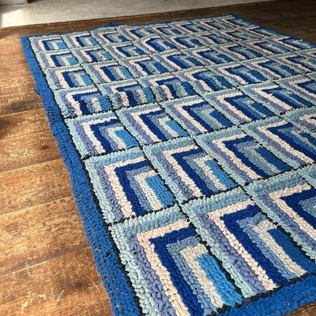 VINTAGE HANDMADE GEOMETRIC PATTERN COTTON RUG