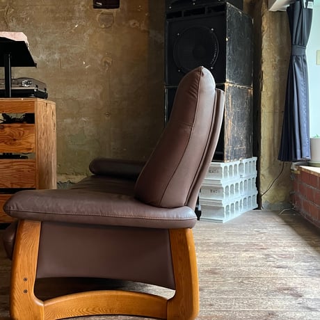JAPAN USED  “浜本工芸” WOODEN FRAME GENIUS LEATHER 3P SOFA