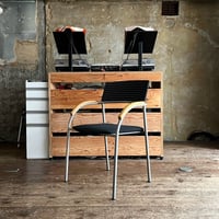 USED “WIESNER HAGER” STEEL & WOODEN FABRIC ARM CHAIR