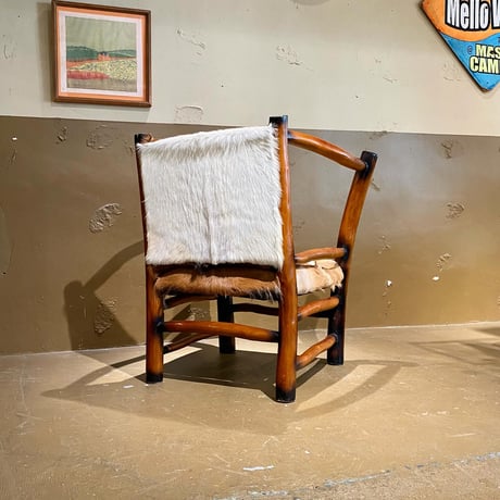 USED WOODEN FRAME HARAKO LEATHER ARM CHAIR