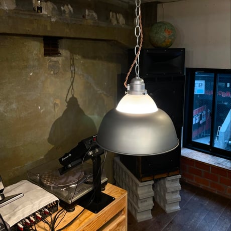USED STEEL GLASS SHADE PENDANT LAMP