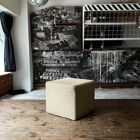 USED “BOCONCEPT” FABRIC SQUARE STOOL