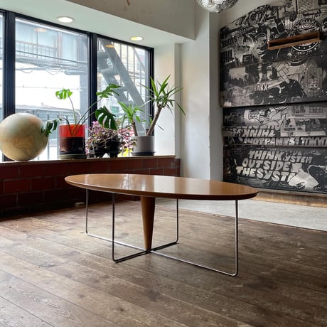 USED WOODEN TOP BOARD IRON LEG LOW TABLE