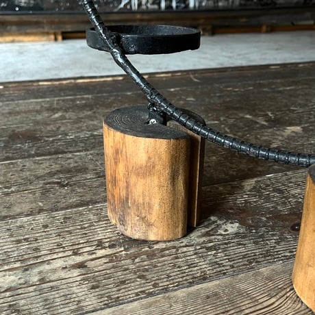 USED WODDEN & IRON PLANTER HOLDER