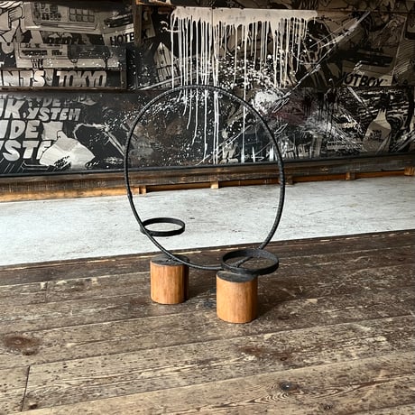 USED WODDEN & IRON PLANTER HOLDER
