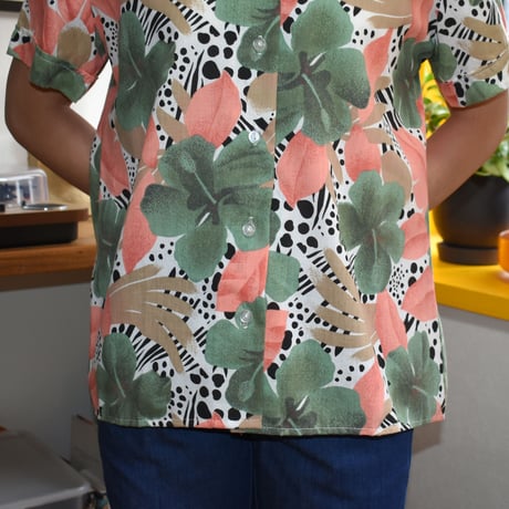 USED 80'S "BLAIR" OPEN  COLLAR S/S SHIRT