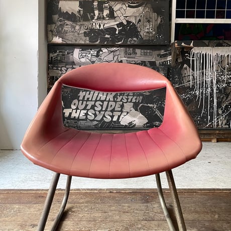 USED VINYL LEATHER IRON CHAIR