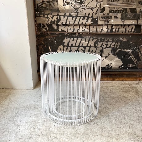 USED "KARE" WIRE GLASS TOP STACKING SIDE TABLE