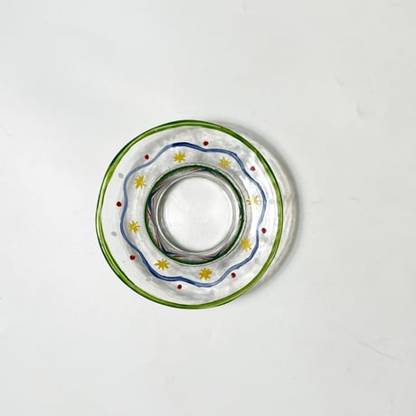 USED HAND PAINTED GLASS TRAY